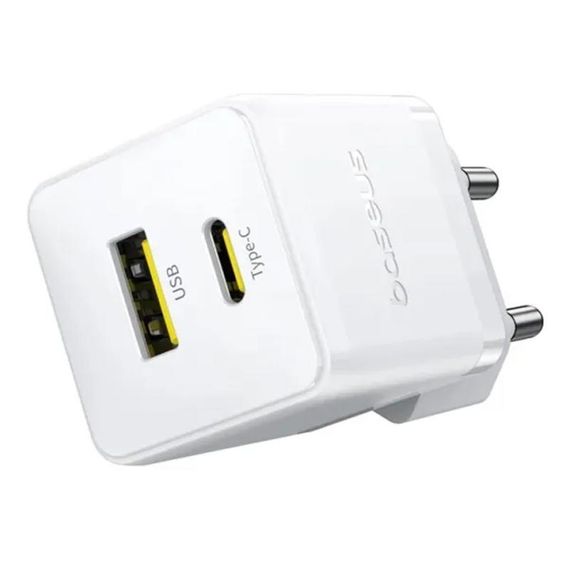 СЗУ Baseus Palm Fast Charger 20W (1USB-A/1C) (P10111608) Moon White | Зображення 1