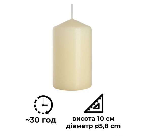 Свічка столова циліндр Bispol sw60/100-011 Молочний | Зображення 4