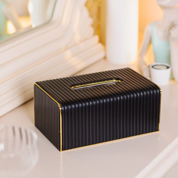 Серветниця з еко шкіри 21.5х13х9 см органайзер для кафе і ресторанів Чорний HP-3-203B | Зображення 3