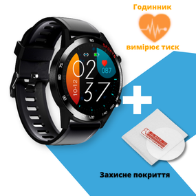 Смарт часы KMITX T14 Black с СЕНСОРНЫМ экраном с пульсометром и тонометром и датчиком измерения кислорода + Защитная пленка  (e607b6-t14b)