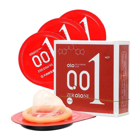 Презервативи OLO 001 (3 штуки) Babydoll Універсальний. Червоний 7001-1 | Зображення 1