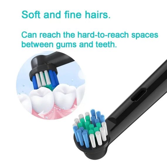 Змінні насадки для електричної зубної щітки Oral-B 16 шт., підходять для Precision Clean, Advance Power та ін. Чорні | Зображення 6