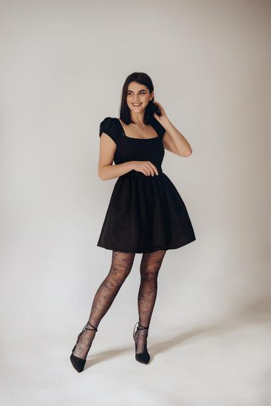 Колготки Romme collant, Omero, Italy, с синей вышивкой в цветы, размеры S,M,L | Зображення 2