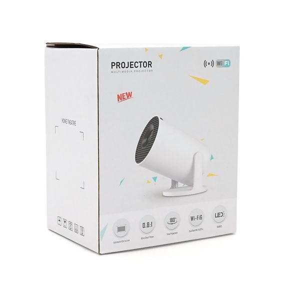 Смарт проектор HY300 PRO+, Android 14, 720p, 180 ANSI, Wi-Fi 2.4+5G, White, Box | Зображення 1