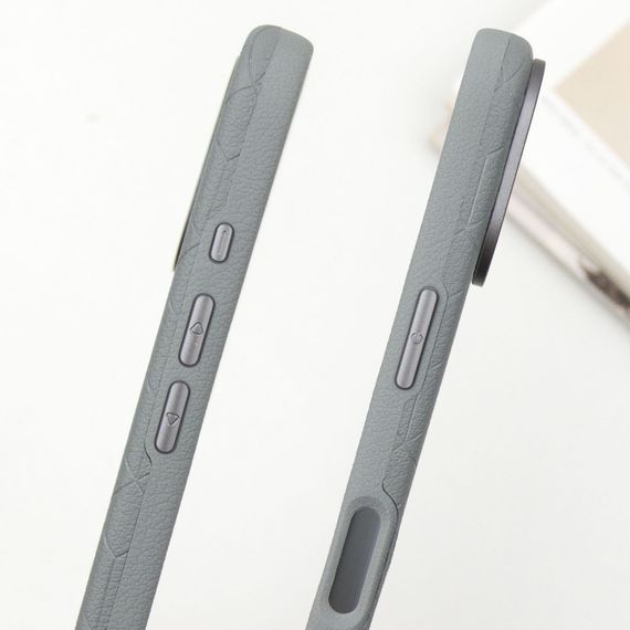 Кожаный чехол Carved with MagSafe для Apple iPhone 16 (6.1") Grey | Зображення 4