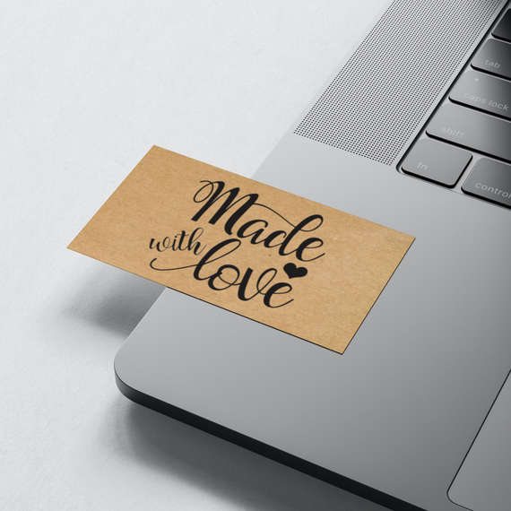 Крафт этикетка с печатью "Made with love" 40x25 мм, 250 шт/рулон, Viskom | Зображення 3