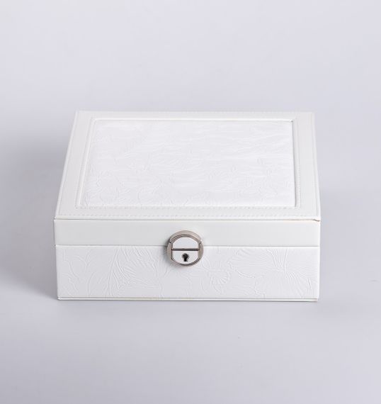 Шкатулка для украшений из эко кожи 2 яруса с замком органайзер для ювелирных изделий | Зображення 8