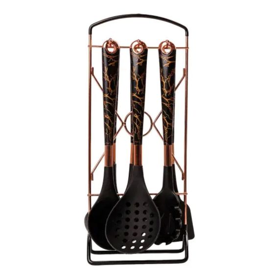 Набір кухонного приладдя на підставці 6 штук кухонні аксесуари Мармур YRUR6