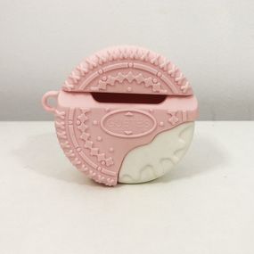 Чехол крутой силиконовый для Apple AirPods печенье. Цвет: розовый OH-84