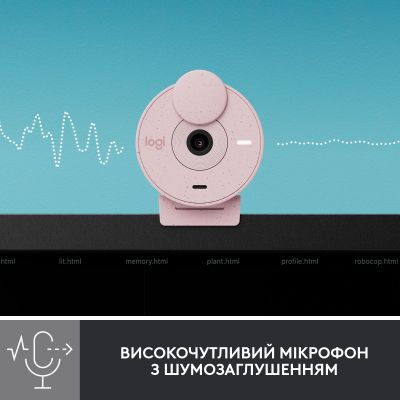 Веб-камера Logitech Brio 300 FHD Rose (960-001448) | Зображення 3