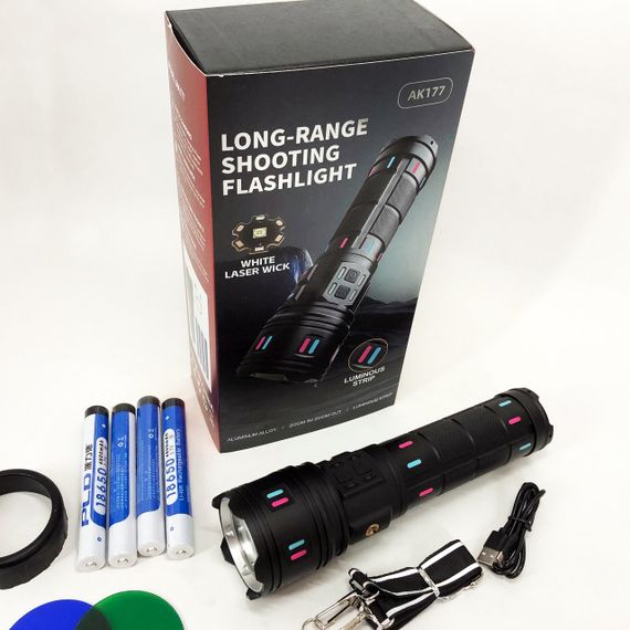 Фонарь AK177-WHITE LASER LED PM60-TG, Топ-фонарик фонарик светодиодный аккумуляторний портативный | Зображення 8
