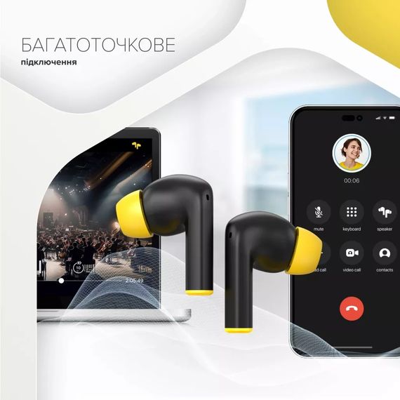 Навушники Canyon Hexagon 7 TWS ANC+ENC Wireless Charge Black/Yellow (CNS-TWS7BY) | Зображення 5