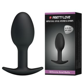 Анальна пробка силіконова PRETTY LOVE Heavy Balls, чорна, 8.4 х 3.2 см Sex Aura
