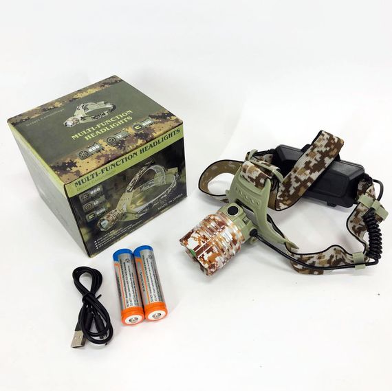 Ліхтар налобний 2130-T6 Military, акумуляторний 18650х2, zoom, зарядка micro USB, Головний ліхтарик | Зображення 4
