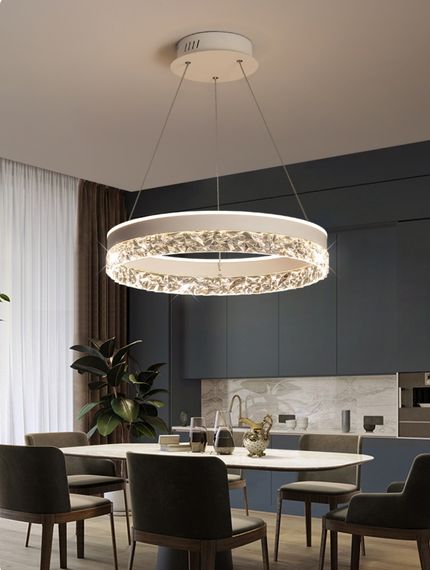 Люстра світлодіодна підвісна LED світильник для квартири на стелю лед 27437 Білий 25-140х50х50 см. | Зображення 2