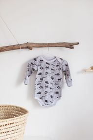 Боді стрейч кулир довгий рукав принт Техніка від 1 міс до 2-х років