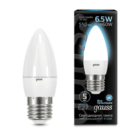 Лампа світлодіодна Gauss Black 6.5 Вт C37 матова E27 220 В 4100К
