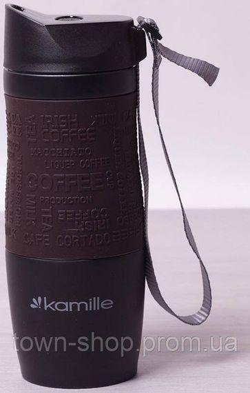 Термокружка Kamille Coffee 380мл с ремешком, нержавеющая сталь KM-2052A | Зображення 2