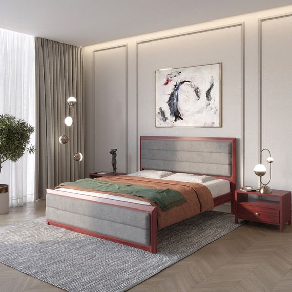 Двоспальне дерев'яне ліжко Mebigrand Барселона Б5 Махонь/Аляска 93 (Сірий) 180х190 см (MBG-14122)