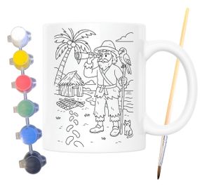 Набір для творчості кружка розмальовка Робінзон Крузо (за мотивами книги Данієля Дефо) 330 мл біла (КР0197)