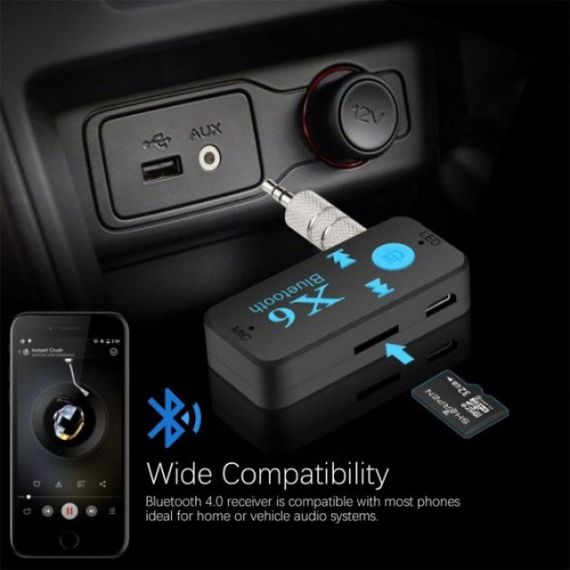Бездротовий адаптер Bluetooth приймач аудіо ресівер BT-X6, модулятор блютуз в машину | Зображення 2