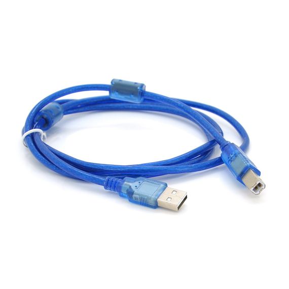 Кабель USB 2.0 AM / BM, 1.5m, 2 ферита, прозорий | Зображення 1