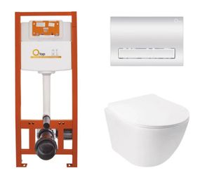 Набір Qtap Nest 4 в 1 підвісний унітаз Jay Ultra Quiet 485x360x320 + комплект інсталяції QT07335177W45140