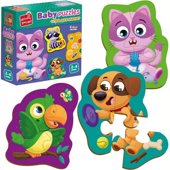 Детские развивающие картонные пазлы "Домашние любимцы" VT1722-25 с игрой | Зображення 2