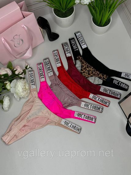 Женские стринги Victoria’s Secret со стразами, трусики Виктория Сикрет стринги Красный, XL | Зображення 2