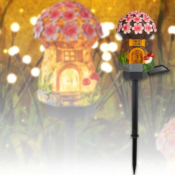 Садовый фонарь 43 см в грунте в виде гриба с солнечной панелью Сказочный домик | Зображення 2