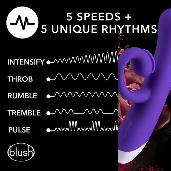 Подвійний вібратор з технологією пульсації повітря Blush Oh Bunny, фіолетовий, 19.6 х 3.1 см sexstyle | Зображення 6