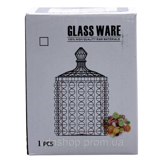 Цукерниця з кришкою Ø7.5 см ваза цукорниця кругла скляна HP-4-103 | Зображення 4