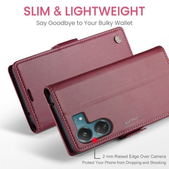 Шкіряний чохол-книжка Retro Case для Xiaomi Redmi 13 колір Червоний | Зображення 1