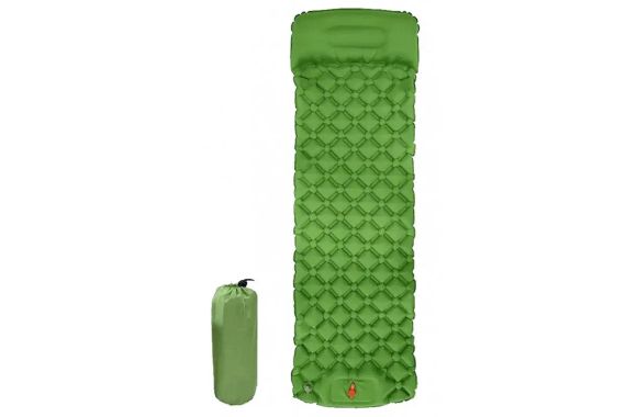 Коврик надувной туристический с подушкой матрас 190x60x5см зеленый с чехлом | Зображення 1
