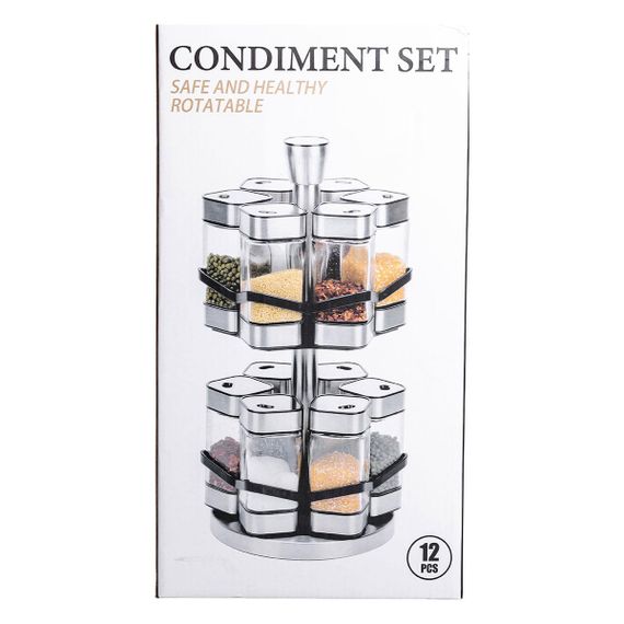 Набор для специй на подставке 12 шт 120 мл карусель для специй Белый HP-1315 | Зображення 9