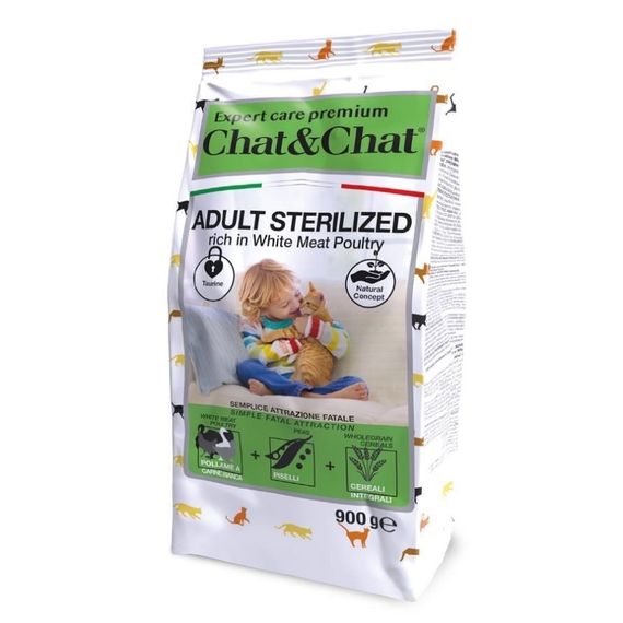 Сухий корм із птицею для стерилізованих котів Gheda Chat&Chat Expert Sterilized With Poultry, 900 гр
