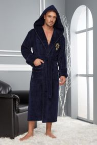 Чоловічий махровий халат Nusa 2955, темно-синій 2XL