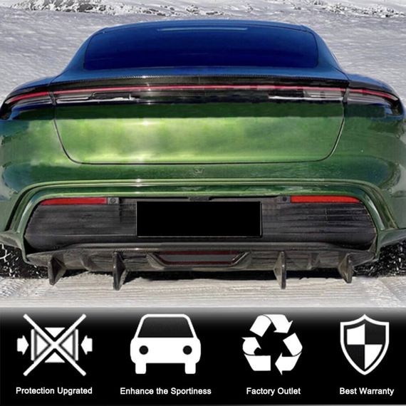 Диффузор заднего бампера (2019-2024 Base SD, Карбон) для Porsche Taycan 2019- гг | Зображення 2