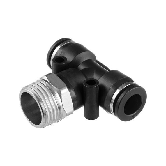 Цангове з'єднання Т-подібне для поліуретанових та ін. шлангів 10*10 мм, 1/2" зовн. різьба INTERTOOL PT-2363