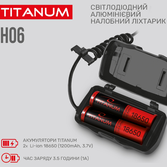 Ліхтарик LED налобний 800Lm 6500К 18650 чорний TLF-H06 Titanum | Зображення 4