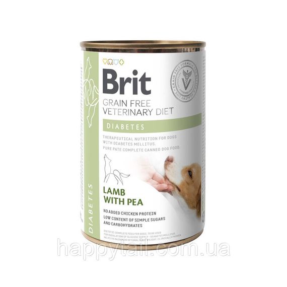 Лікувальний вологий корм для собак Brit Veterinary Diet Diabetes при цукровому діабеті з ягням 400 г