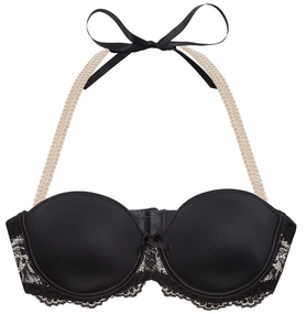 Бюстгальтер балконет з перлиною бретелькою Bracli Desire, Чорний, L, L