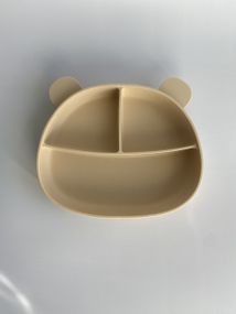 Силіконова секційна тарілка на присосці Ведмедик Бежевий