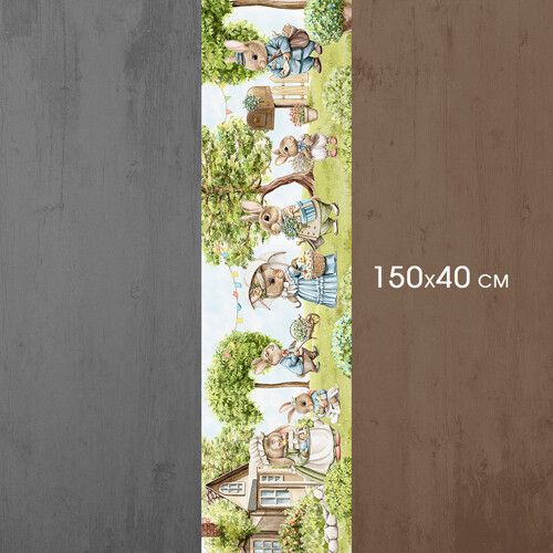 Доріжка на стіл Кролики в саду 150x40 см (DR__24A001) | Зображення 2