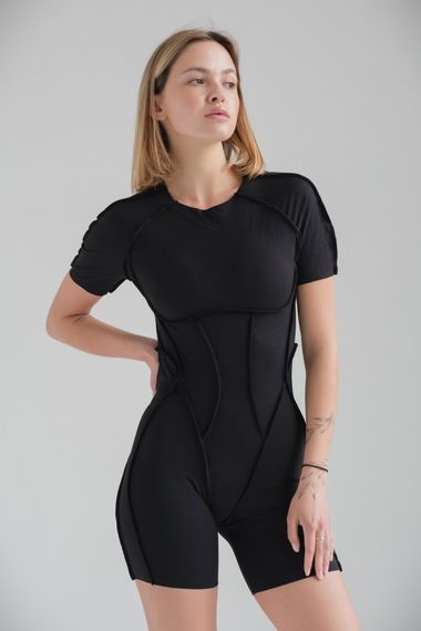 Жіночий спортивний комбінезон з ефектом Push Up та відкритою спиною Without Retrit Black