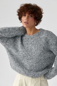 В'язана вільна кофта меланж - сірий цвет, ONE SIZE (є розміри)