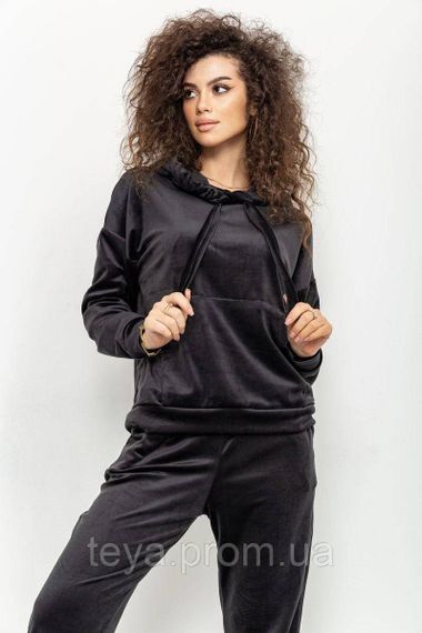 Спортивний костюм жіночий велюровий, колір чорний, розміри S, M, L, XL FA_006221 | Зображення 1