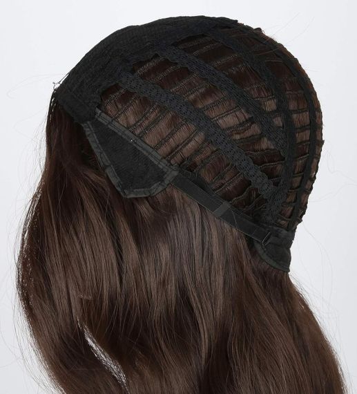 Парик женский темно-каштановый длинный волнистый, коричневые термостойкие искусственные синтетические волосы | Зображення 6