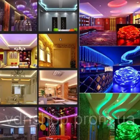 Комплект Світлодіодна стрічка багатобарвна 3528 RGB комплект 5м з пультом | Зображення 4