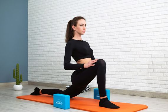 Блок для йоги 2 шт. (пара) Паверплей 4006 Yoga Brick EVA Сині | Зображення 5